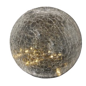 Solar Glaskugle - Krakeleret - P� Spyd - 20 x LED - 20 cm