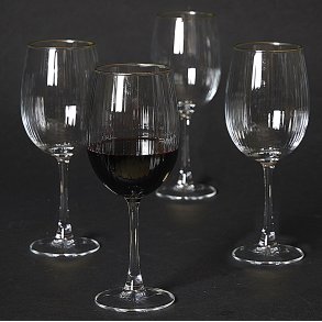 Rdvinsglas 45 cl. - Rillet med Guld-kant - 4 stk.