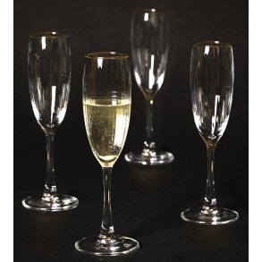 Champagneglas 19 cl. - Rillet med Guld-kant - 4 stk.