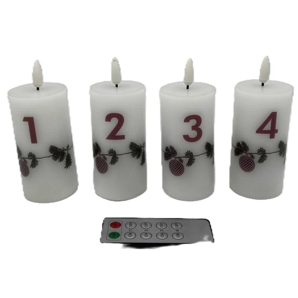 LED Adventslys - 3D Flamme - Juleguirlande 1-4 - : 5 x 10 cm - Fjernbetjening