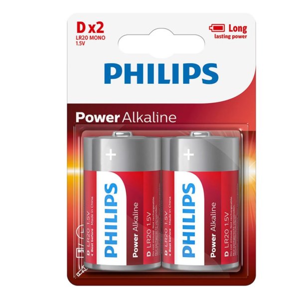 Philips Power Alkaline D - 2 stk.