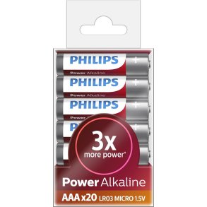 Philips Power Alkaline AAA-batteri - 20 stk.