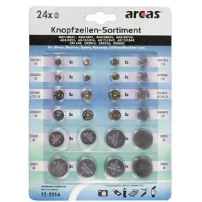Arcas Ass. Knapcellebatterier - 24 stk.