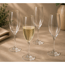 Champagneglas 19 cl. - Rillet med Guld-kant - 4 stk.