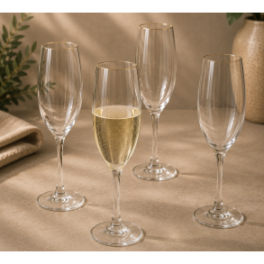Champagneglas 19 cl. - Rillet med Guld-kant - 4 stk.