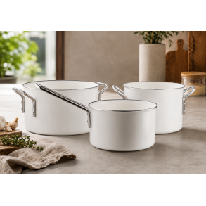 Eva Trio White Line Grydes�t - 1,8 + 2,5 + 3,8 liter - Keramisk Slip-Let� Bel�gning