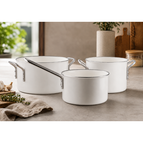Eva Trio White Line Grydes�t - 1,8 + 2,5 + 3,8 liter - Keramisk Slip-Let� Bel�gning