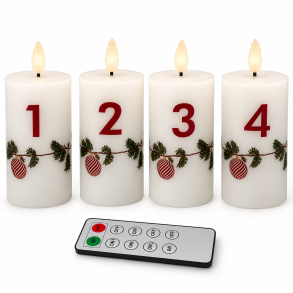 LED Adventslys - 3D Flamme - Juleguirlande 1-4 - �: 5 x 10 cm - Fjernbetjening