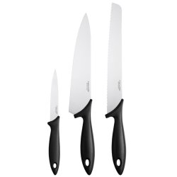 Fiskars Essential knivs�t 3 dele - br�dkniv, kokkekniv, gr�ntsagskniv