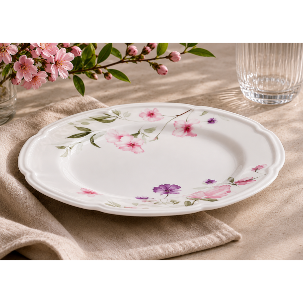 Flora Tallerken - 26 cm - Rosa - Benporcel�n