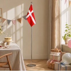 Gulvflag i Metal - Dannebrog - 108-192 cm