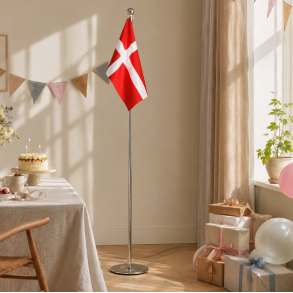 Gulvflag i Metal - Dannebrog - 108-192 cm
