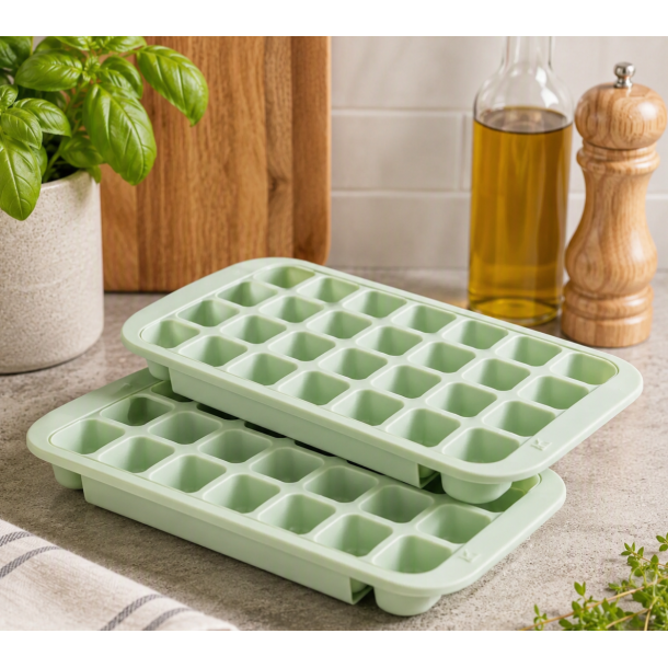 Isterningbakke - Silicone - Mint - 33 x 17,7 x 2,8 cm - 2 stk.
