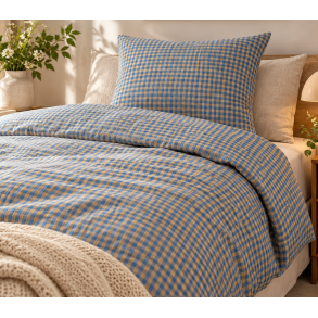 JUNA B�k & B�lge Senget�j - 140 x 200 cm - Bl�/Okker