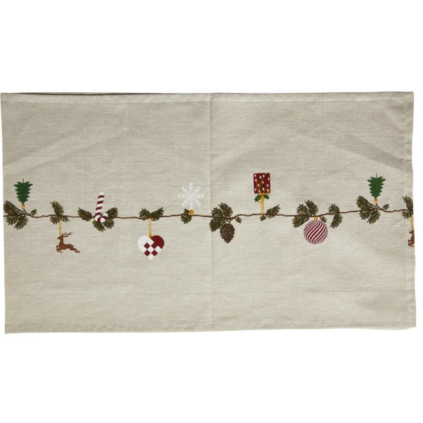Julel�ber - 30 x 180 cm - Sand - Bomuld med Print
