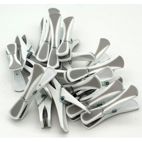 Tjklemmer - 18 stk. - Gr/Hvid