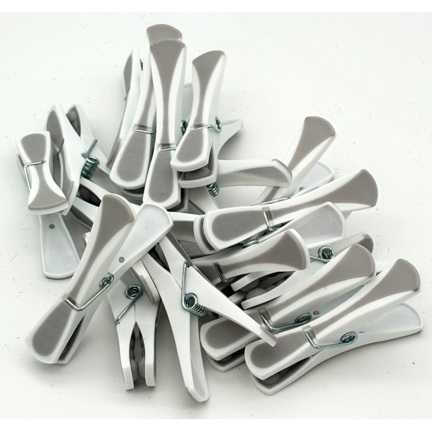 Tjklemmer - 18 stk. - Gr/Hvid