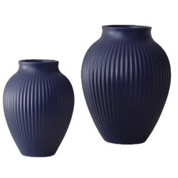 Knabstrup Vase - Riller - 27 cm - Mat Dark Blue