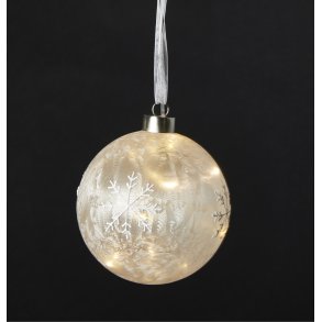LED Kugle Snekrystal 12 cm - batteri - timer 