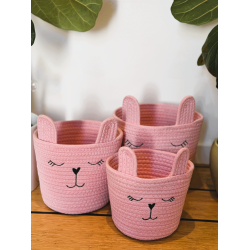 Kurvest med rer - 3 Dele - 15,18 &amp; 21 cm hje - Rosa