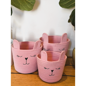 Kurvest med rer - 3 Dele - 15,18 & 21 cm hje - Rosa