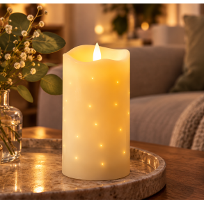 LED Bloklys Twinkle - 7,5 x 15 cm - Med Timer