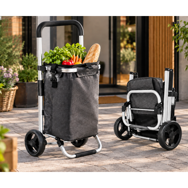Luksus Indk�bsvogn - Alu - Foldbar - Med B�rerem