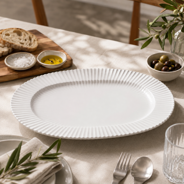 Lyngby Ovalt Serveringsfad - 33 cm