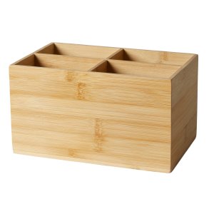 Opbevaringskasse - Bambus - 4 rum - 12 x 14 x 22 cm