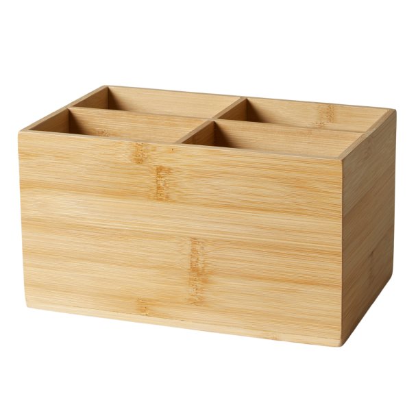 Opbevaringskasse - Bambus - 4 rum - 12 x 14 x 22 cm