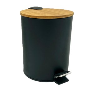 Pedalspand med Bambuslg - 38 x 25 cm - Sort Stl