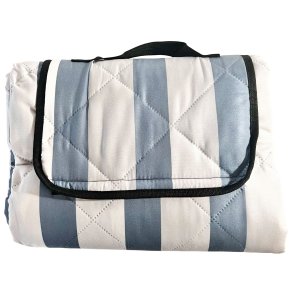 Picnic T�ppe 150x200 cm - polyester/alubund - bl�/hvid strib