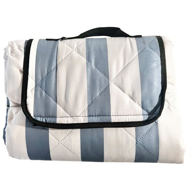 Picnic T�ppe 150x200 cm - polyester/alubund - bl�/hvid strib