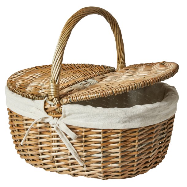 Picnickurv Pil - Oval med stof - 38x28x18 cm