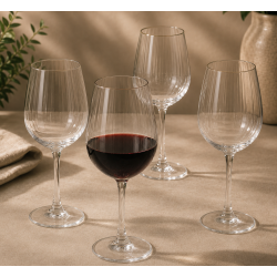 R�dvinsglas 45 cl. - Rillet med Guld-kant - 4 stk.