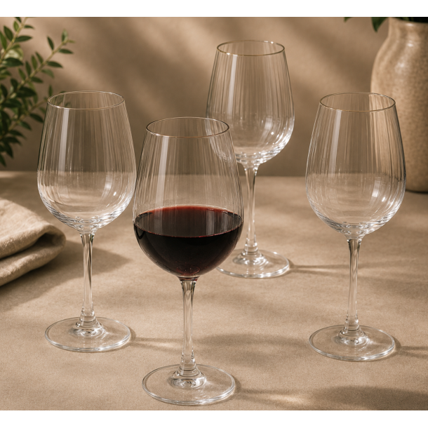R�dvinsglas 45 cl. - Rillet med Guld-kant - 4 stk.