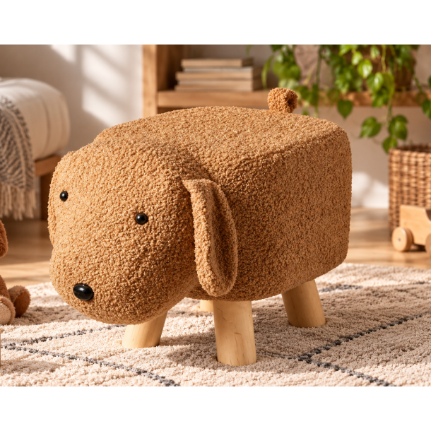 Hund Skammel med Tr�ben - 45 x 25 x 30 cm - Brun