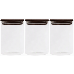 Opbevaringsglas 1 l - med Akaciel�g - 3 stk.