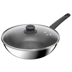 Tefal Emotion Plus Power Hybrid Wok med L�g - 28 cm - St�l med Tri-Ply Mesh